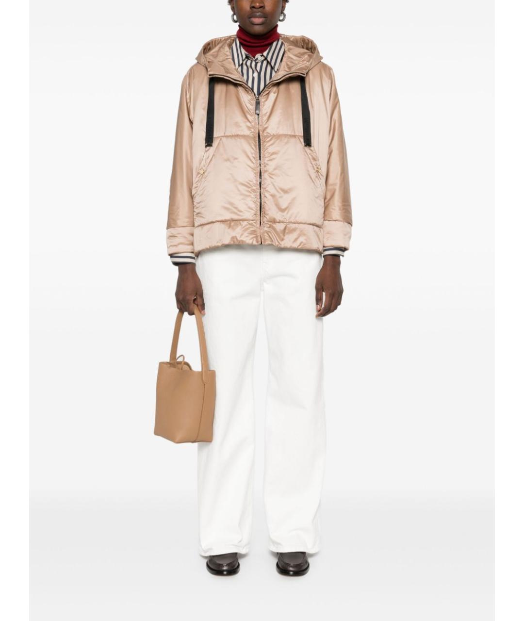 MAX MARA Бежевая полиэстеровая куртка, фото 5