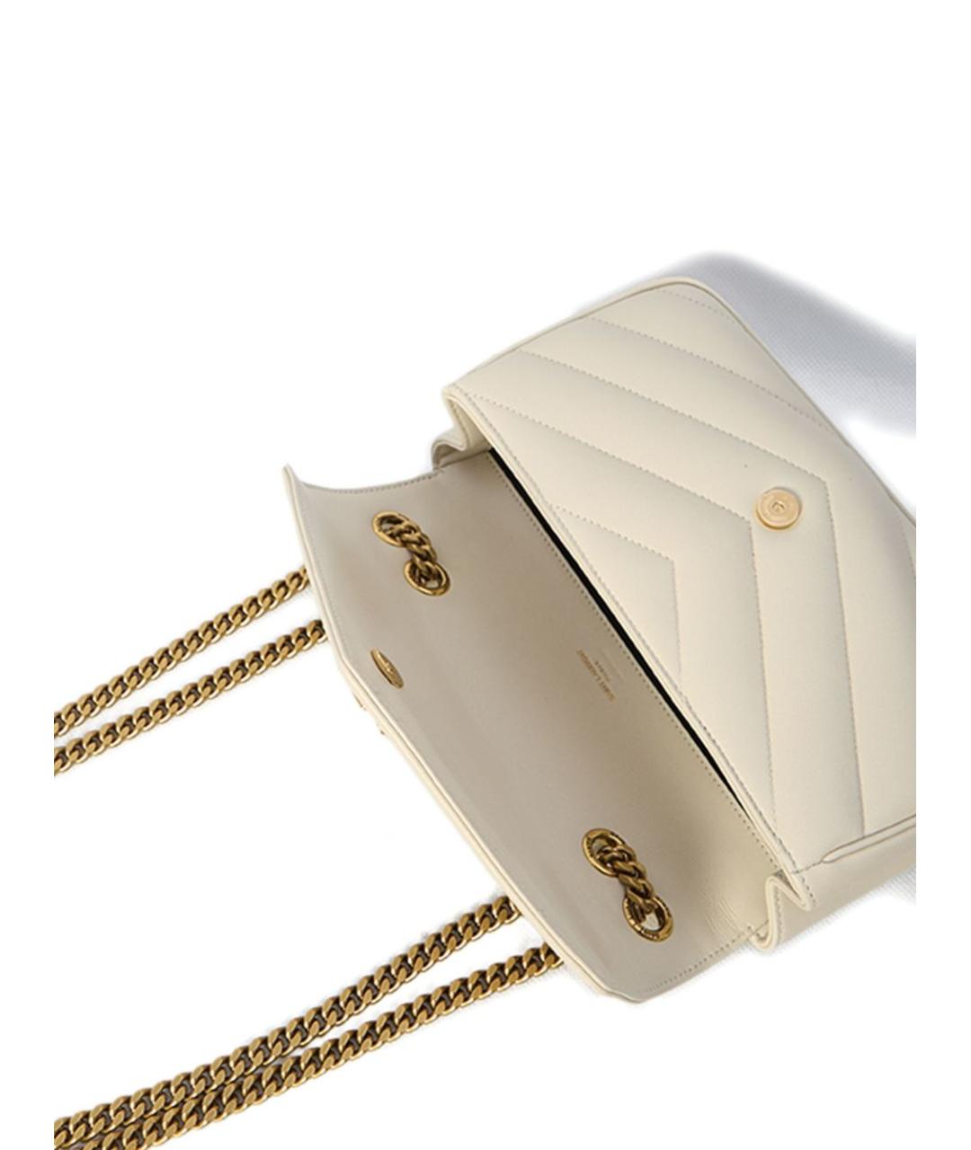 SAINT LAURENT Бежевая кожаная сумка через плечо, фото 2