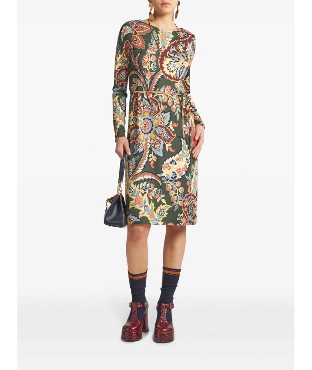 ETRO Зеленые вискозное повседневное платье, фото 5