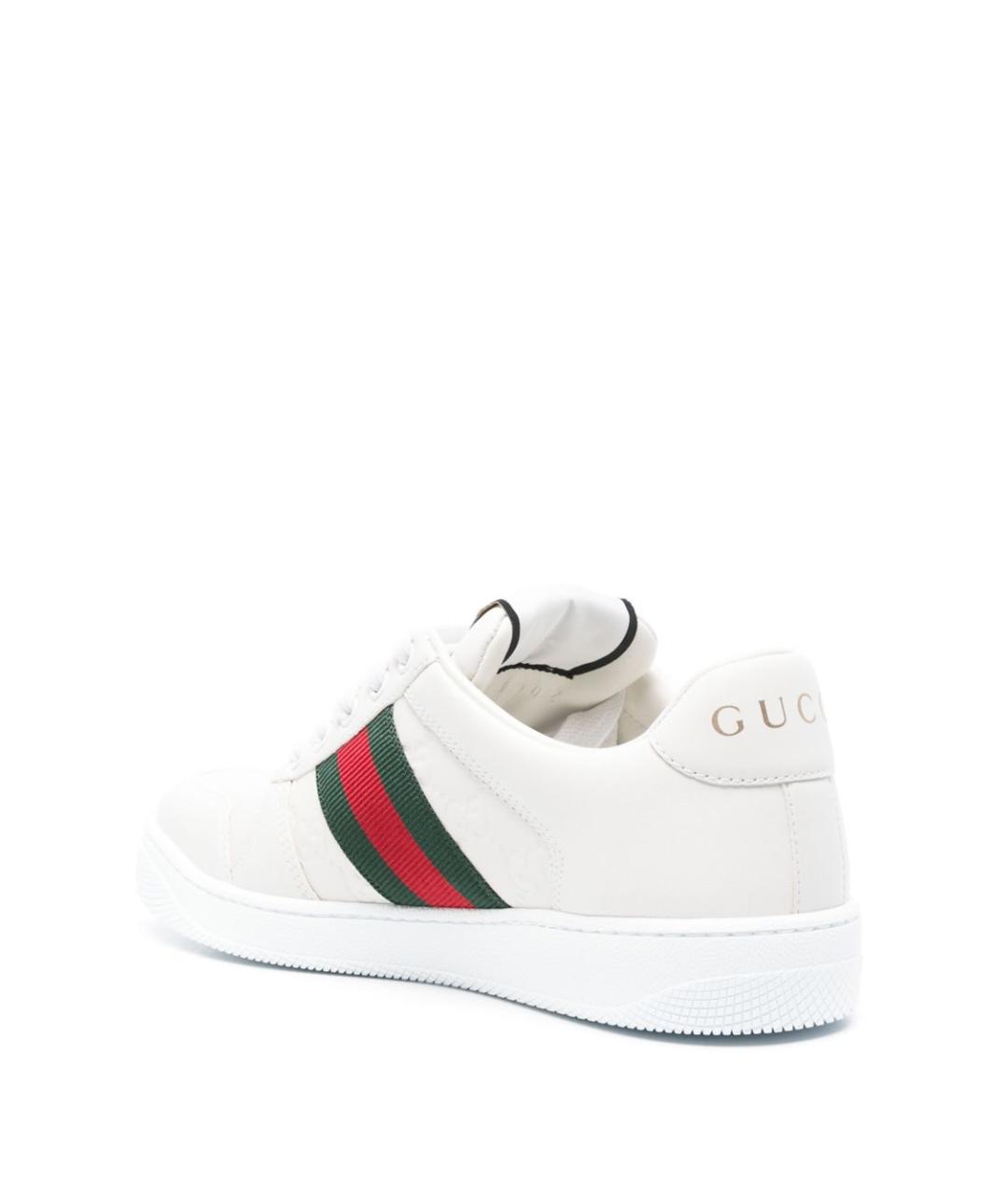 GUCCI Белые кожаные кеды, фото 4