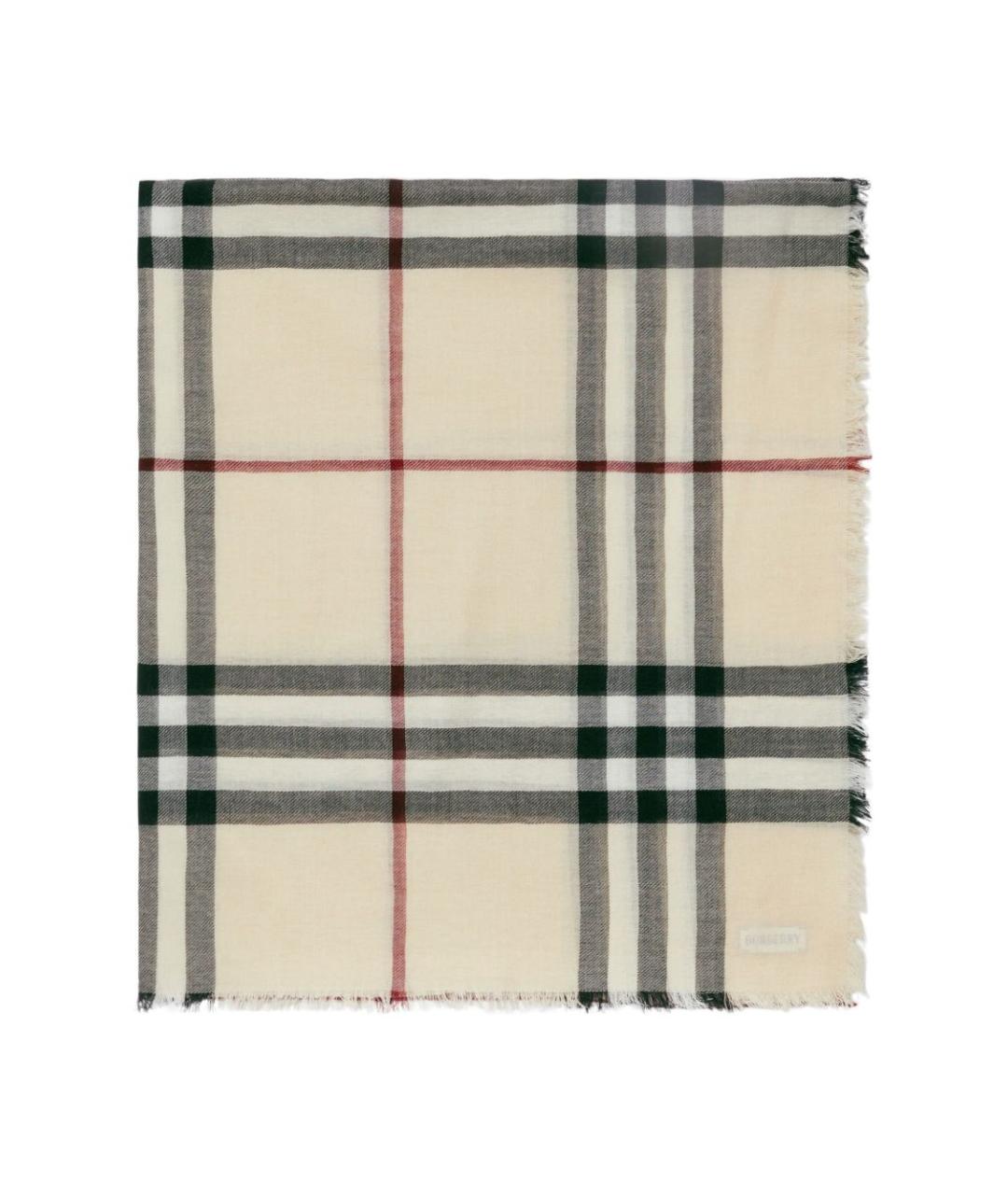 BURBERRY Бежевый шерстяной шарф, фото 2