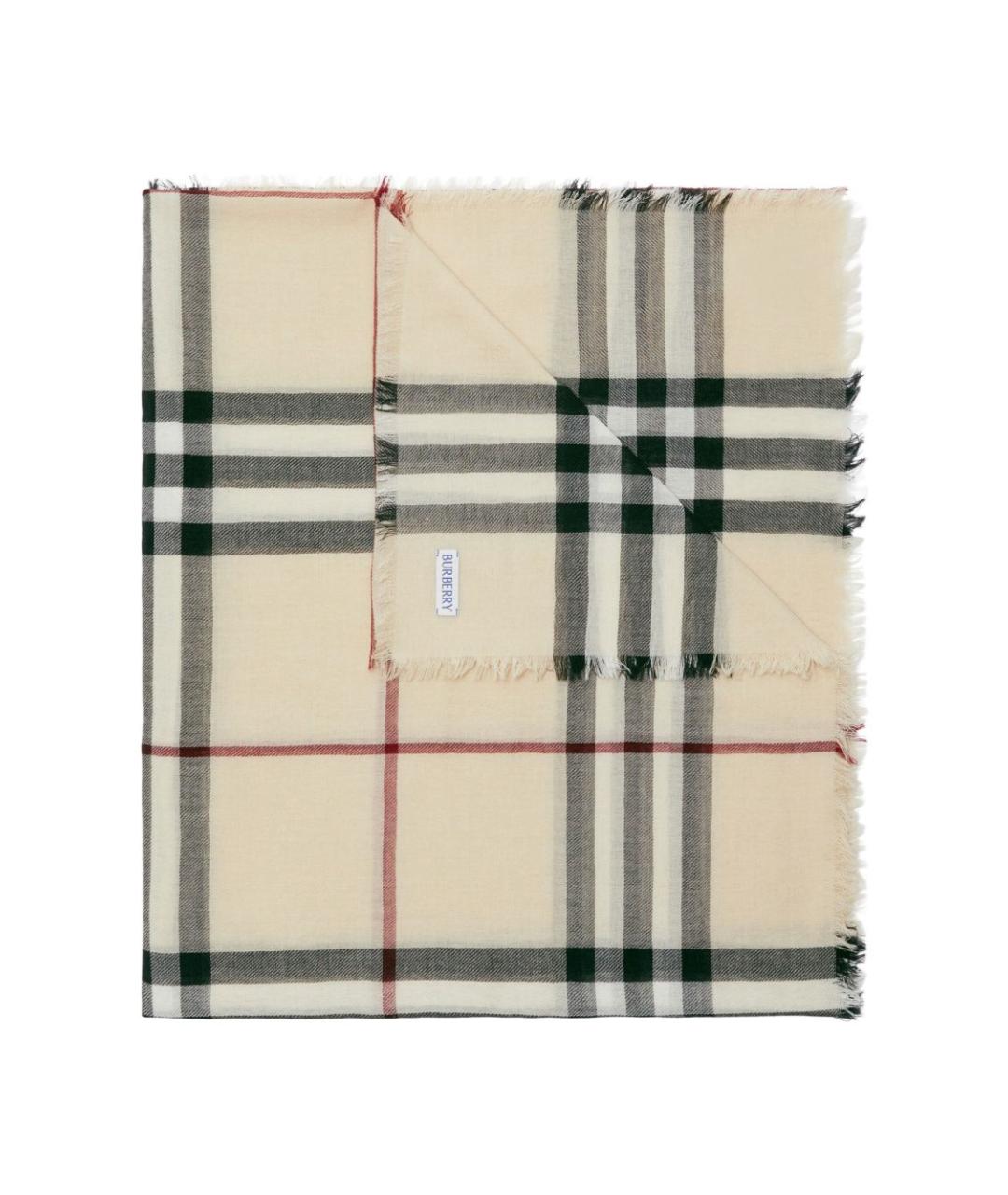 BURBERRY Бежевый шерстяной шарф, фото 5