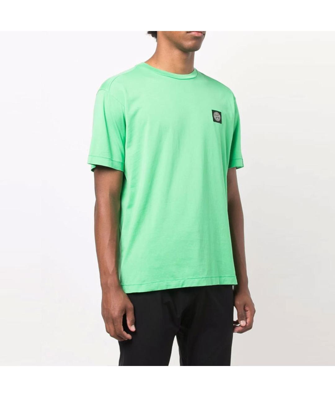 STONE ISLAND Зеленая хлопковая футболка, фото 3