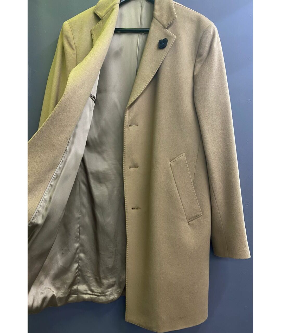 LARDINI Горчичное шерстяное пальто, фото 3