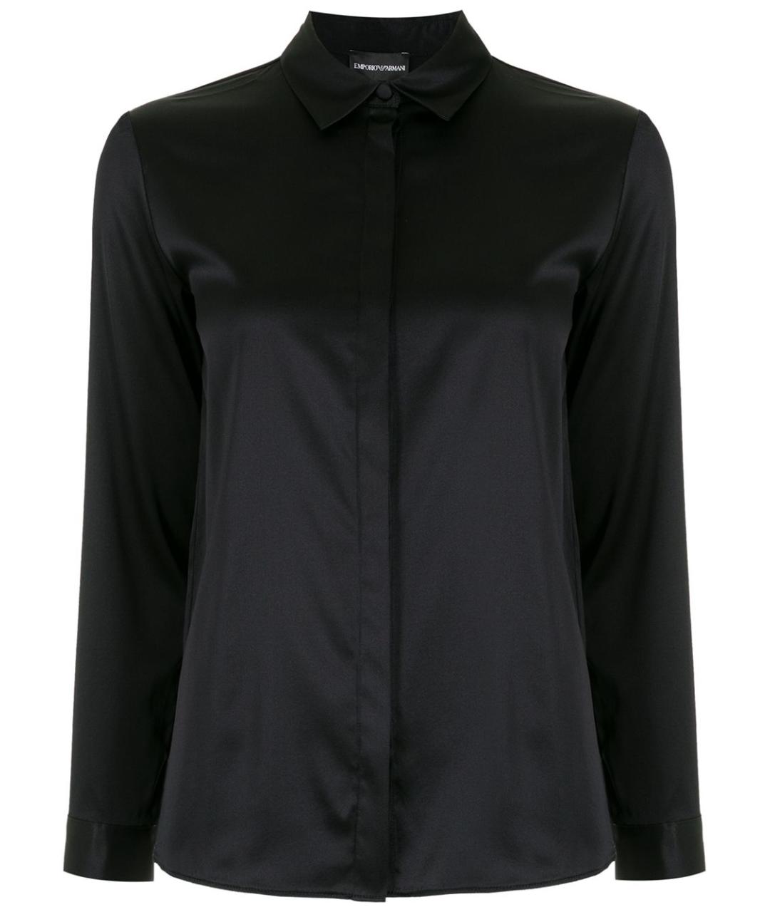EMPORIO ARMANI Черная шелковая рубашка, фото 1