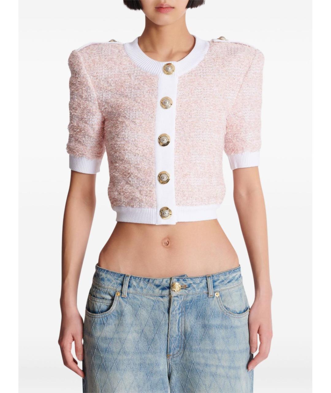 BALMAIN Розовый твидовый кардиган, фото 4