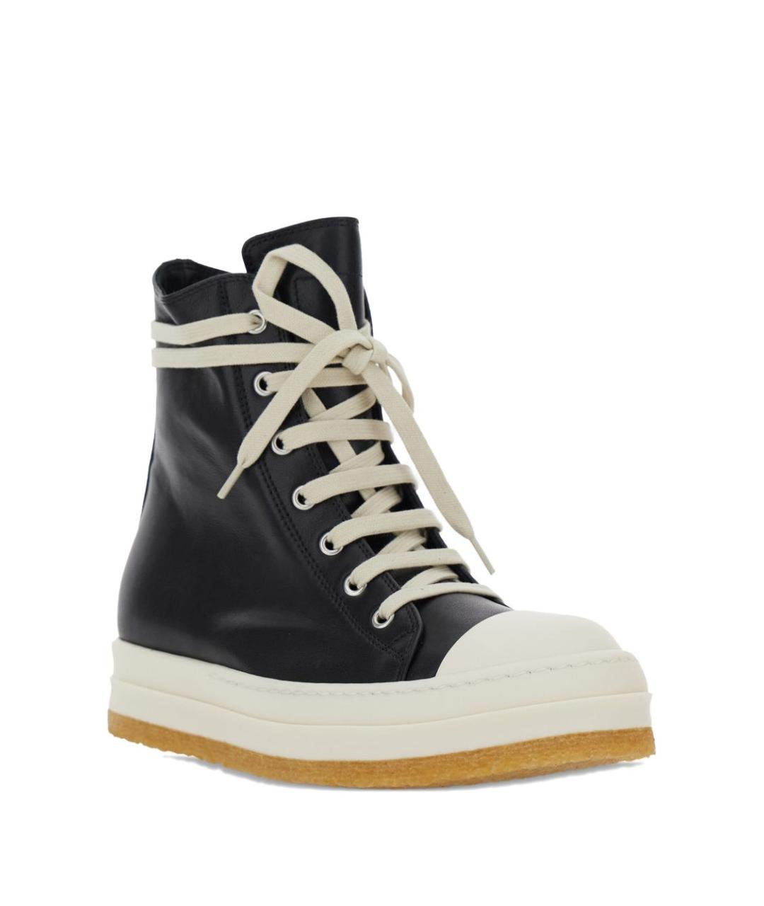 RICK OWENS Черные кожаные кеды, фото 3