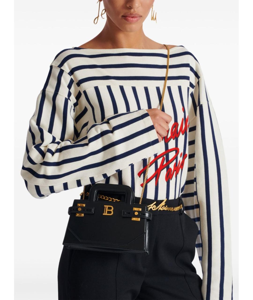 BALMAIN Черная кожаная сумка тоут, фото 7