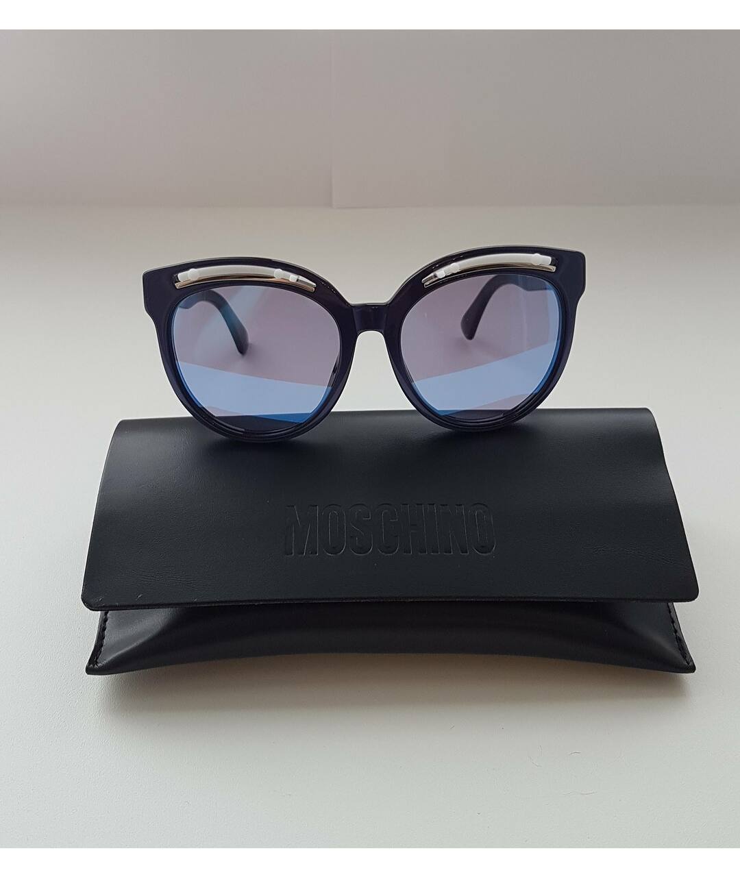 MOSCHINO Синие пластиковые солнцезащитные очки, фото 4
