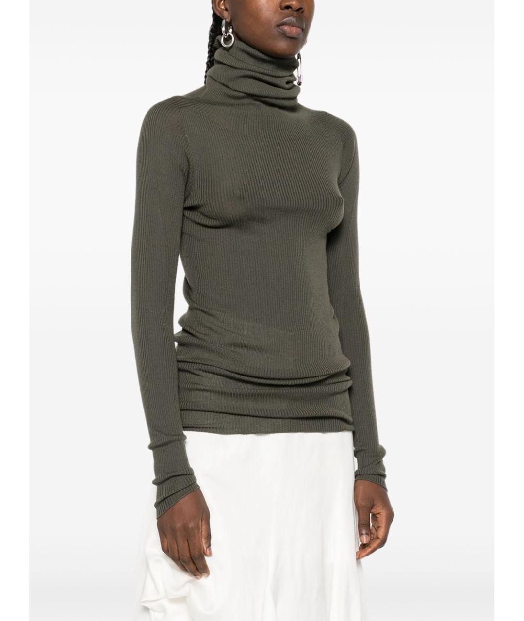 RICK OWENS Зеленая шерстяная водолазка, фото 5
