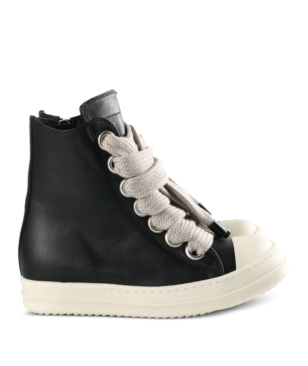 RICK OWENS Черные кожаные кеды, фото 1