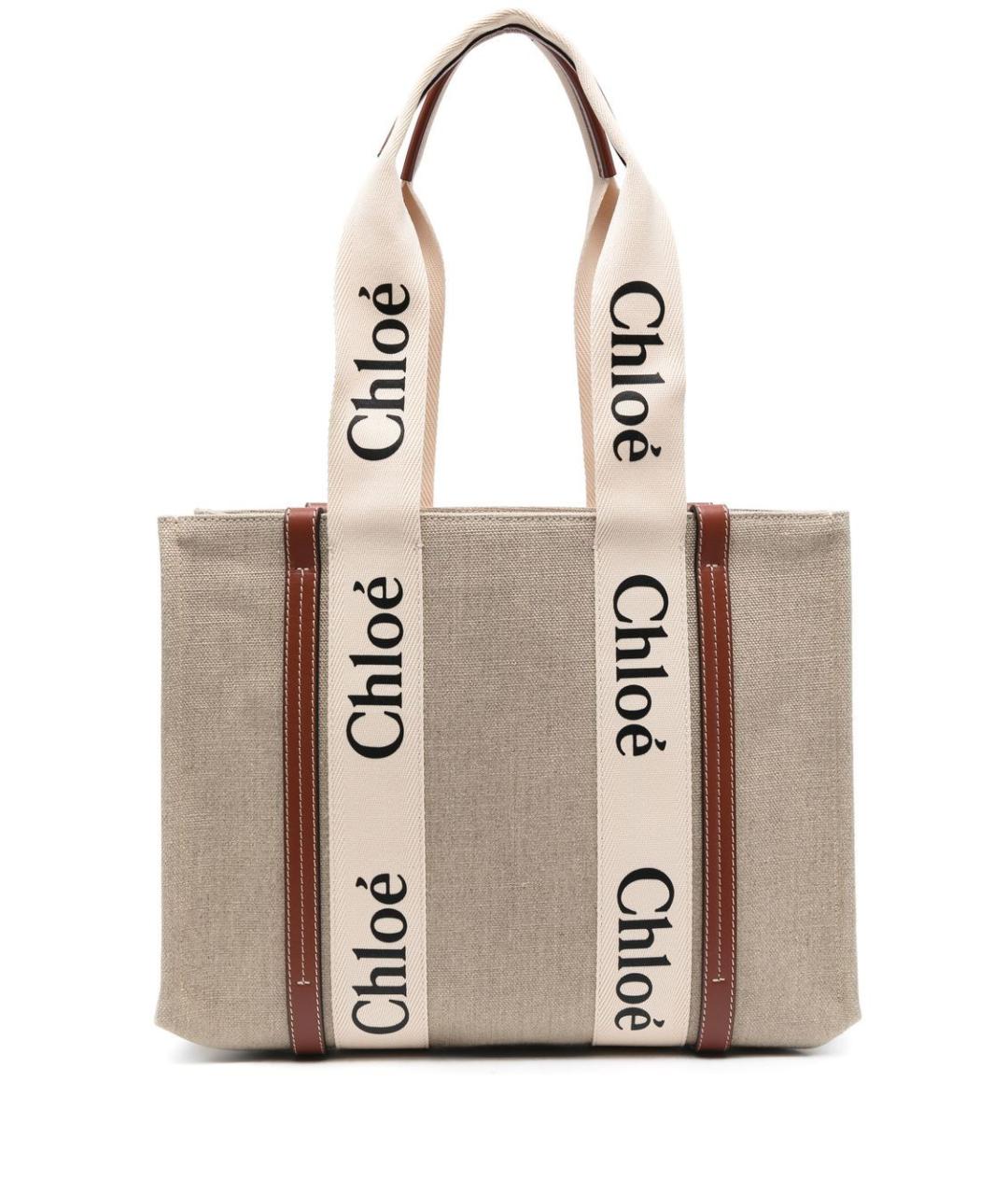 CHLOE Бежевая тканевая сумка тоут, фото 1