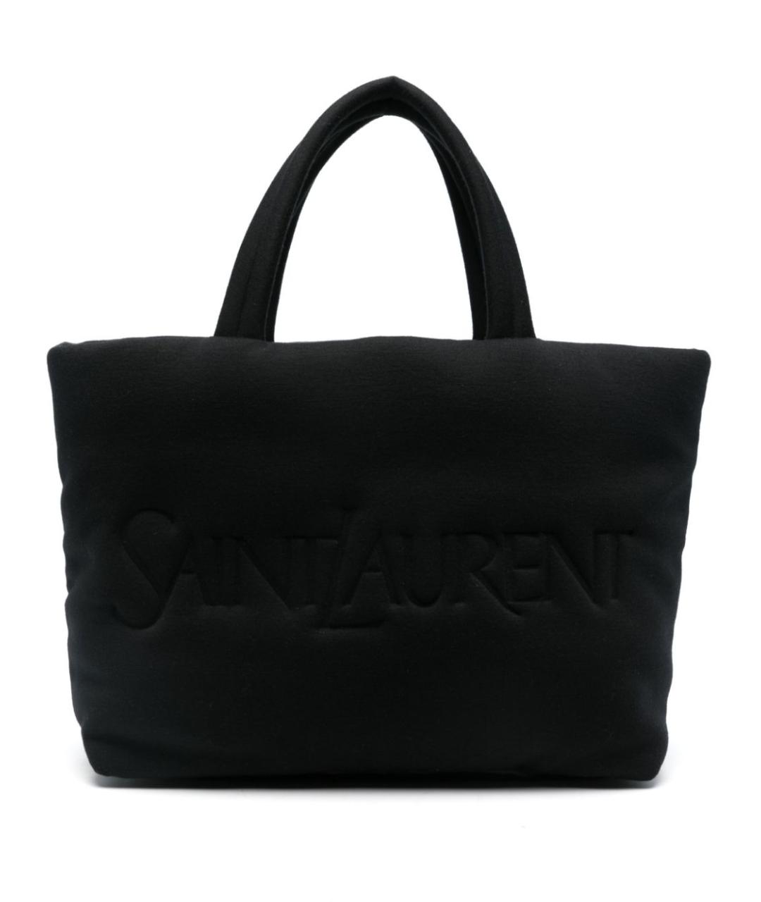 SAINT LAURENT Черная хлопковая сумка тоут, фото 1