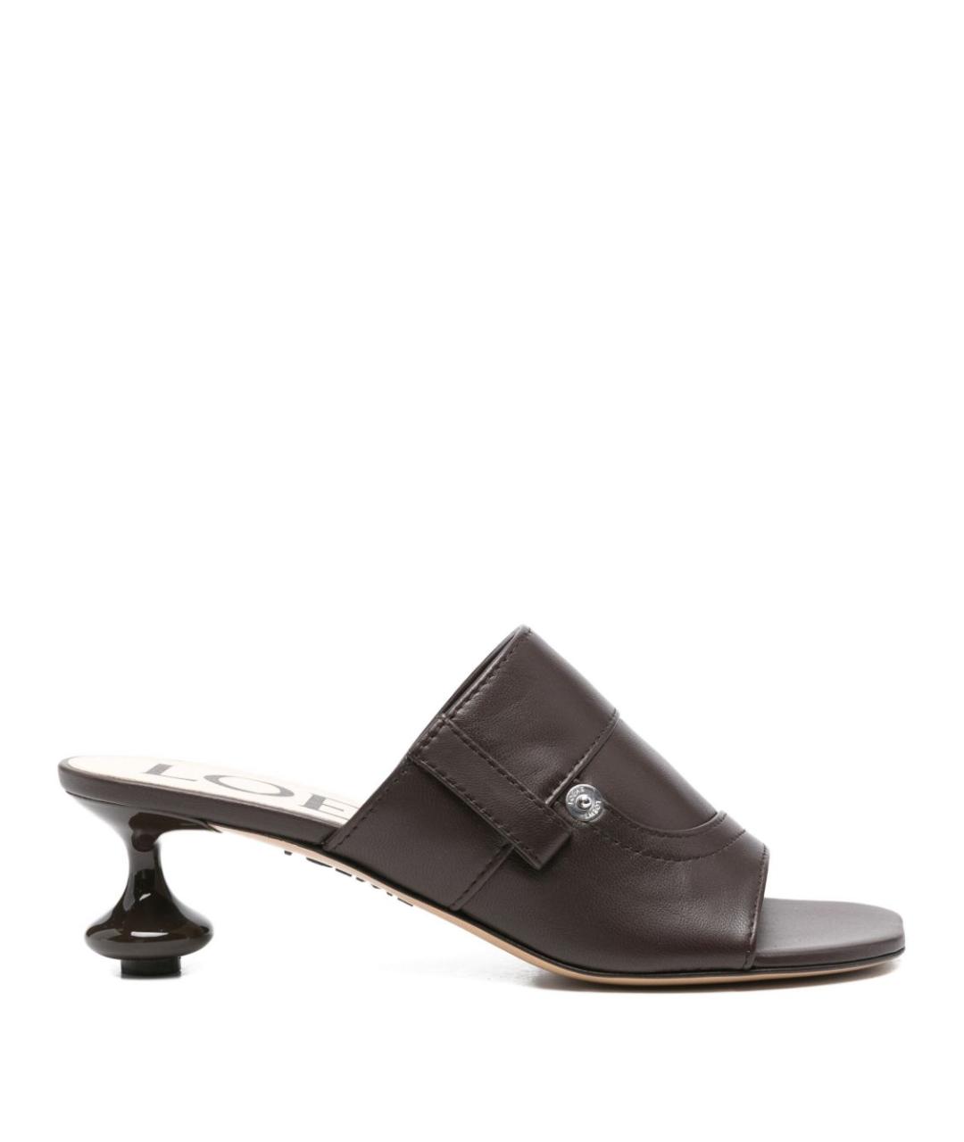 LOEWE Коричневые кожаные мюли, фото 1