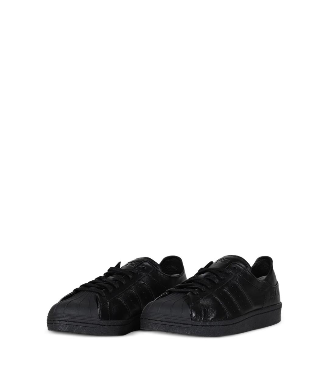 Y-3 Черные кожаные низкие кроссовки / кеды, фото 4