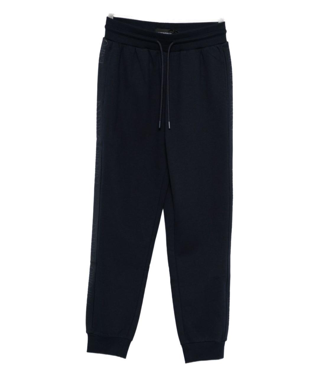 EMPORIO ARMANI Темно-синие хлопковые повседневные брюки, фото 1
