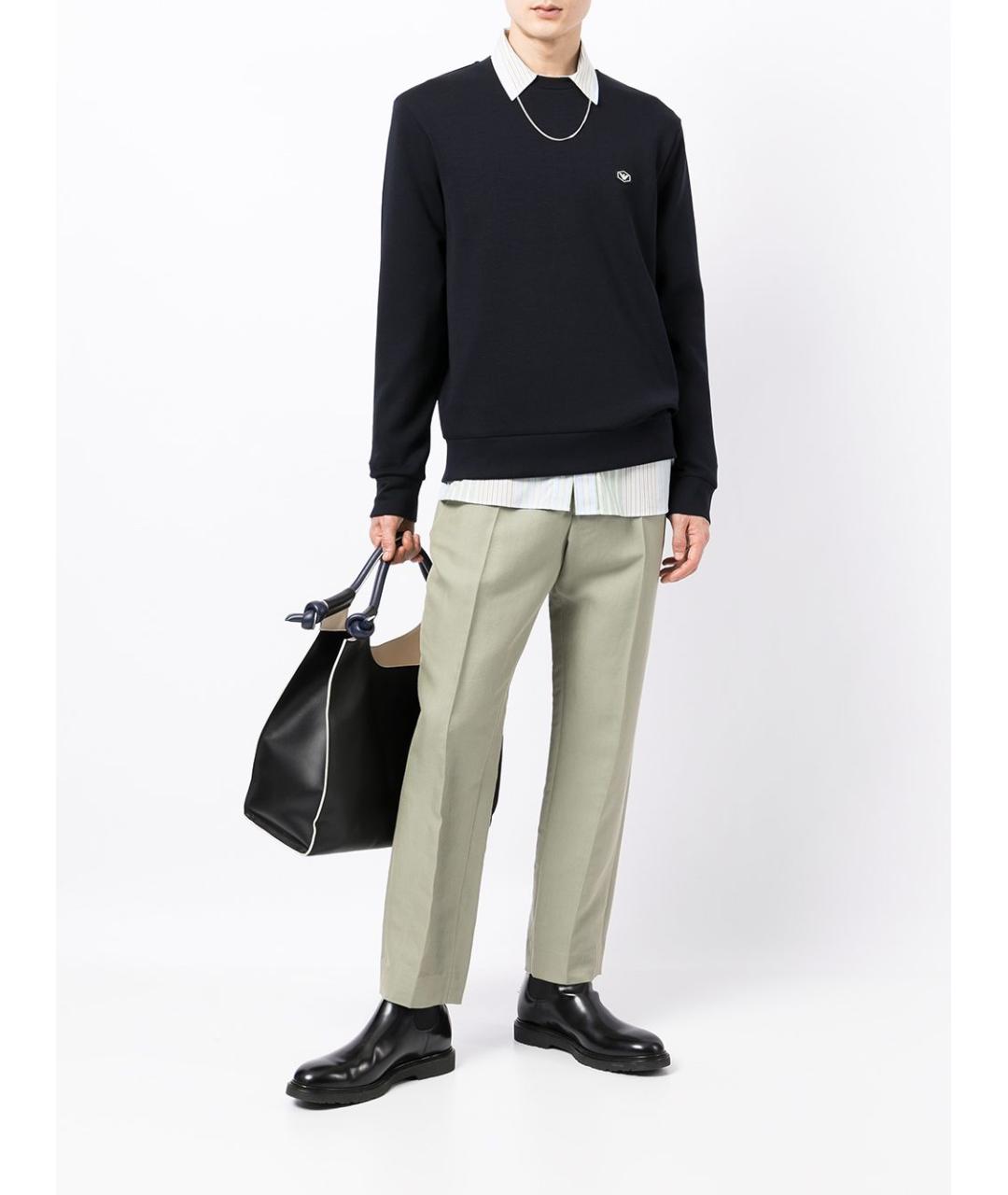 EMPORIO ARMANI Синий хлопковый джемпер / свитер, фото 3