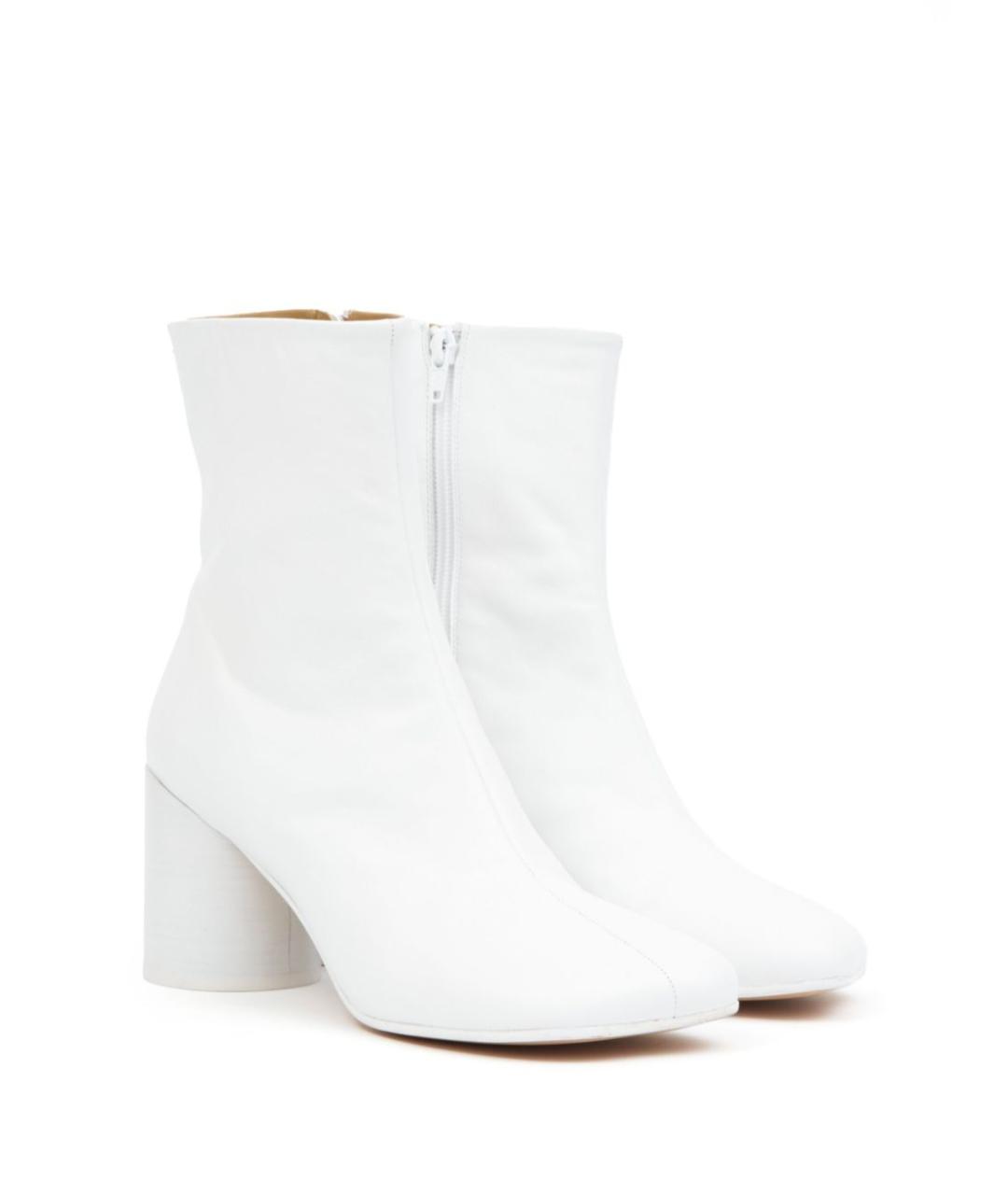 MM6 MAISON MARGIELA Белые кожаные ботильоны, фото 6
