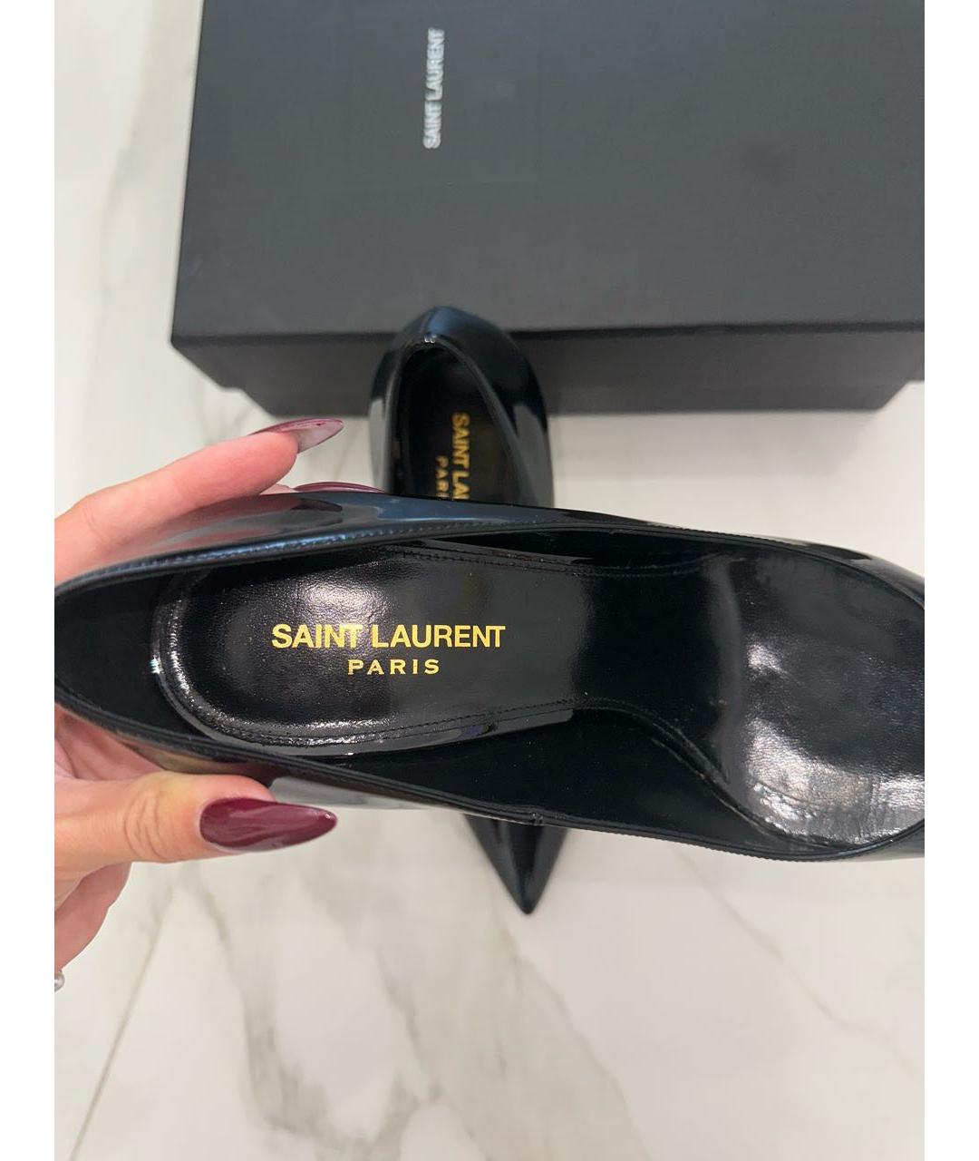 SAINT LAURENT Черные туфли из лакированной кожи, фото 6