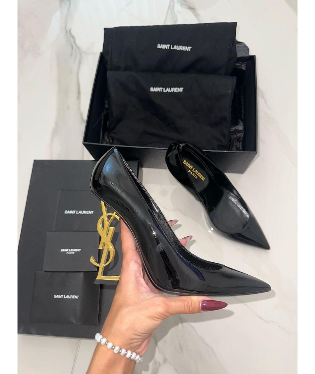 SAINT LAURENT Черные туфли из лакированной кожи, фото 9