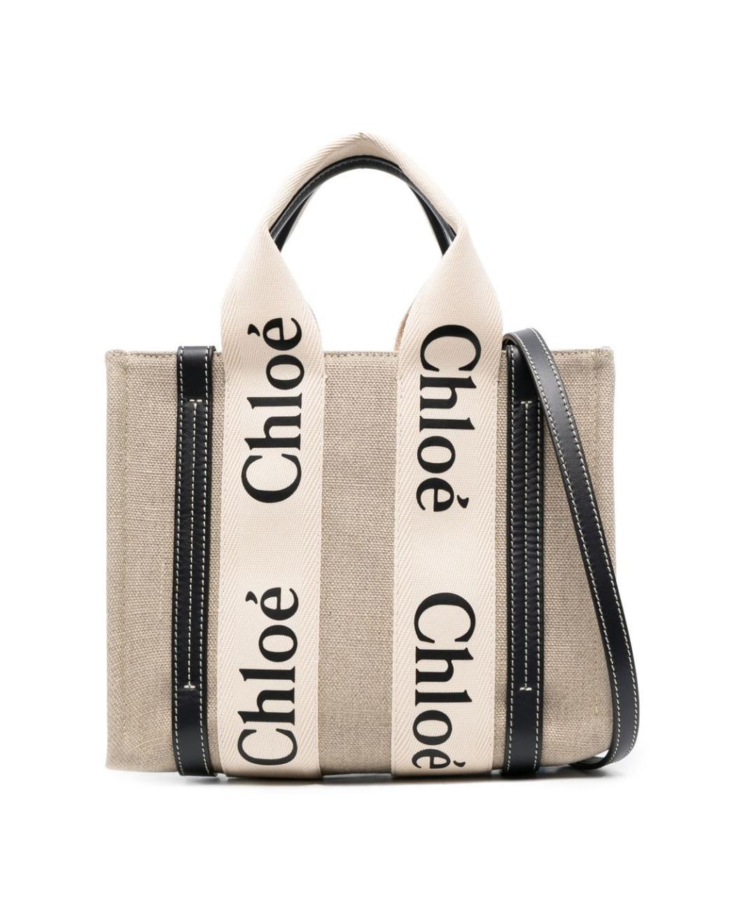 CHLOE Бежевая тканевая сумка тоут, фото 1