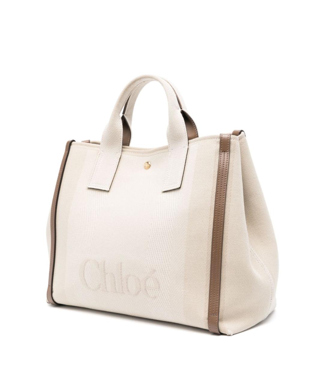 CHLOE Бежевая тканевая сумка тоут, фото 3