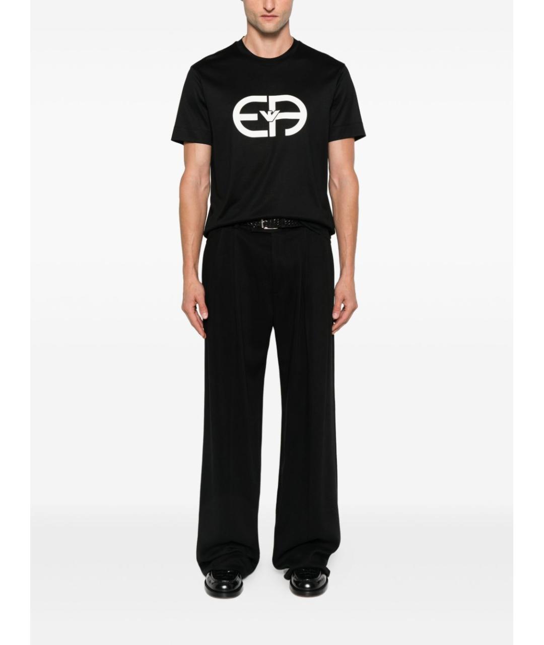 EMPORIO ARMANI Черная хлопковая футболка, фото 3