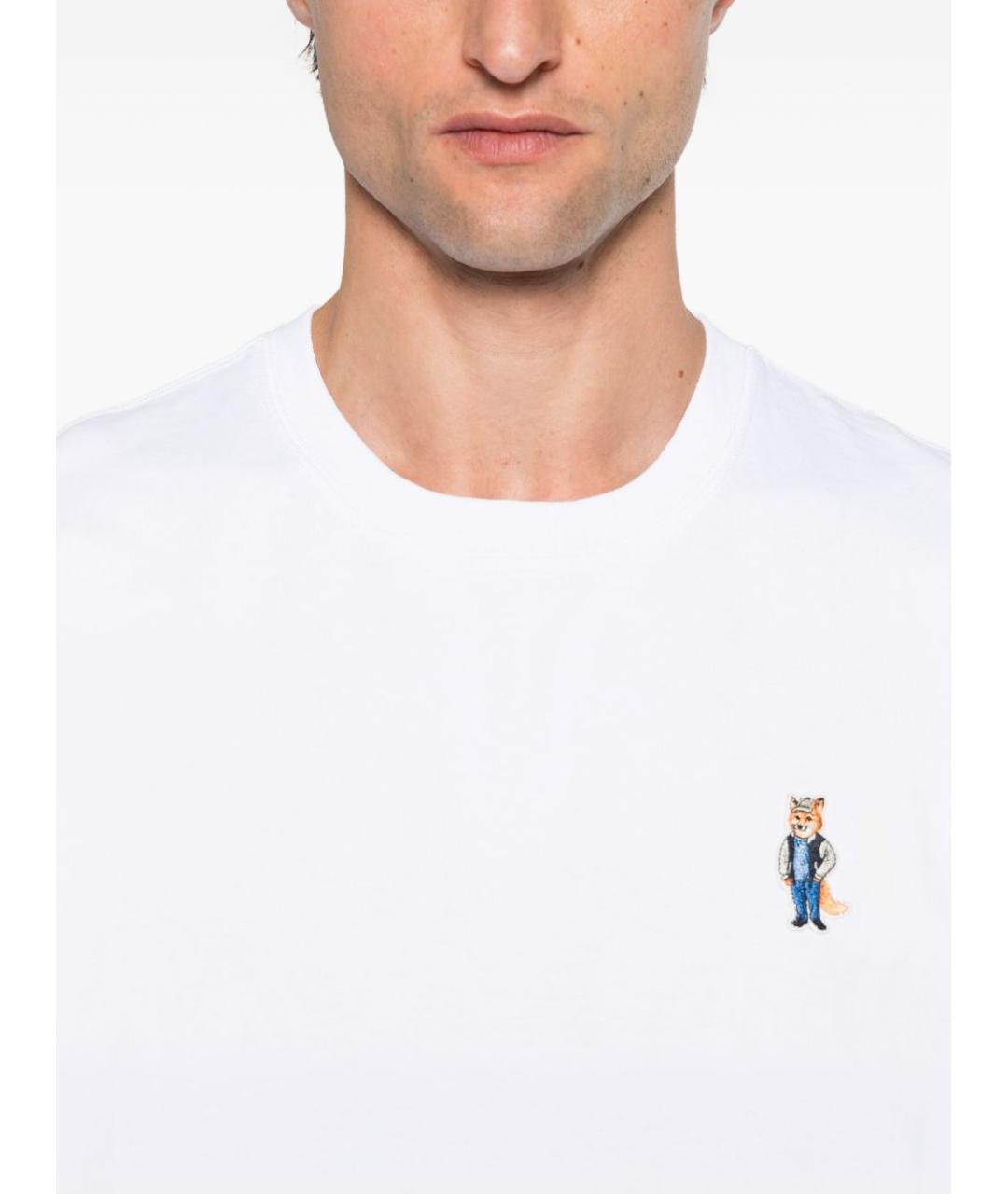 MAISON KITSUNE Белая хлопковая футболка, фото 4