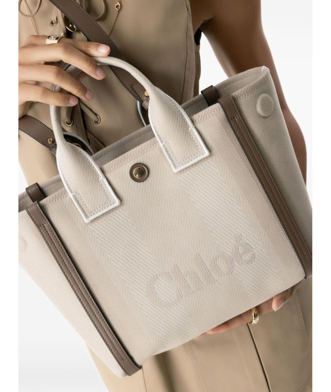 CHLOE Бежевая тканевая сумка тоут, фото 3