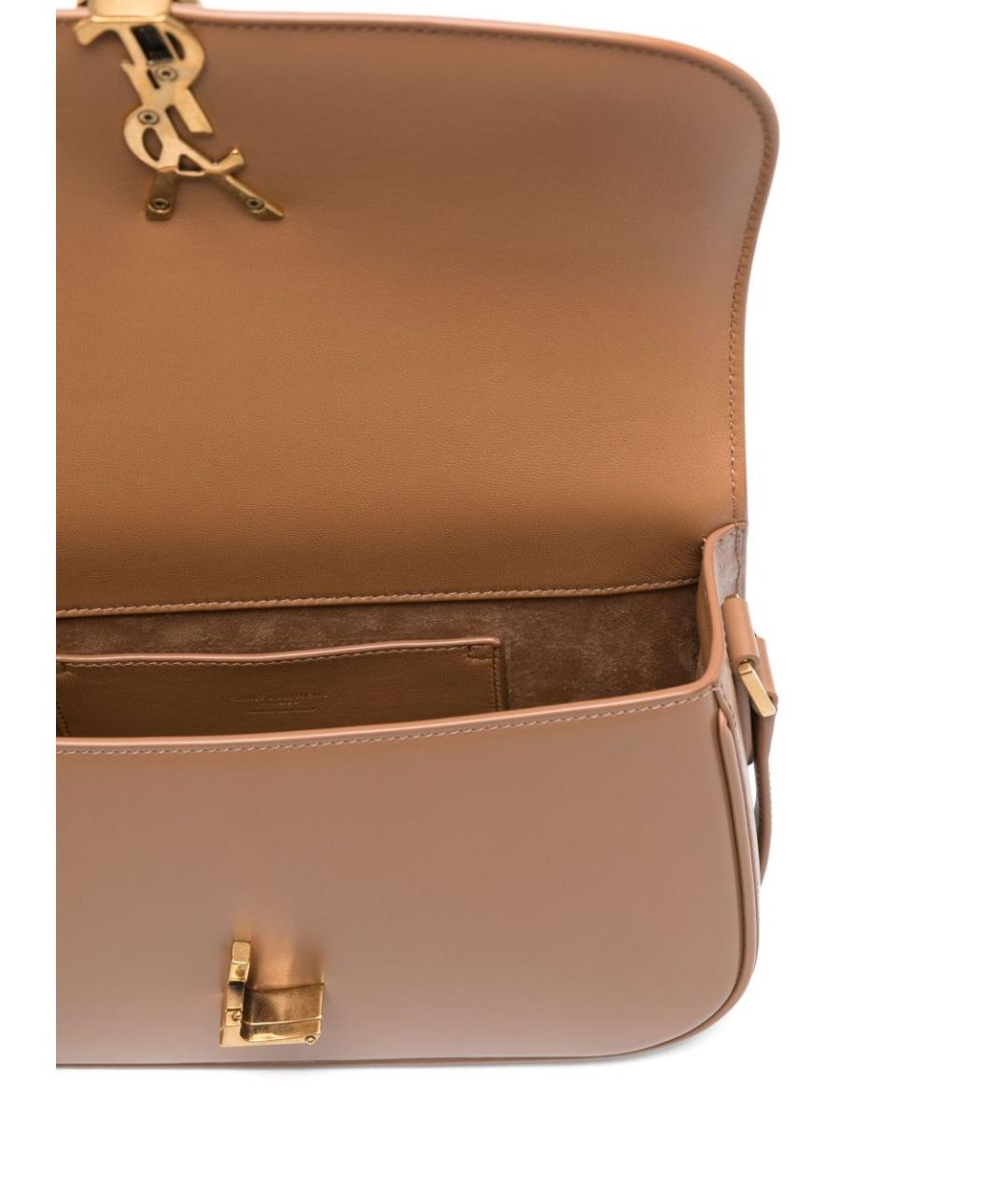 SAINT LAURENT Бежевая кожаная сумка через плечо, фото 2