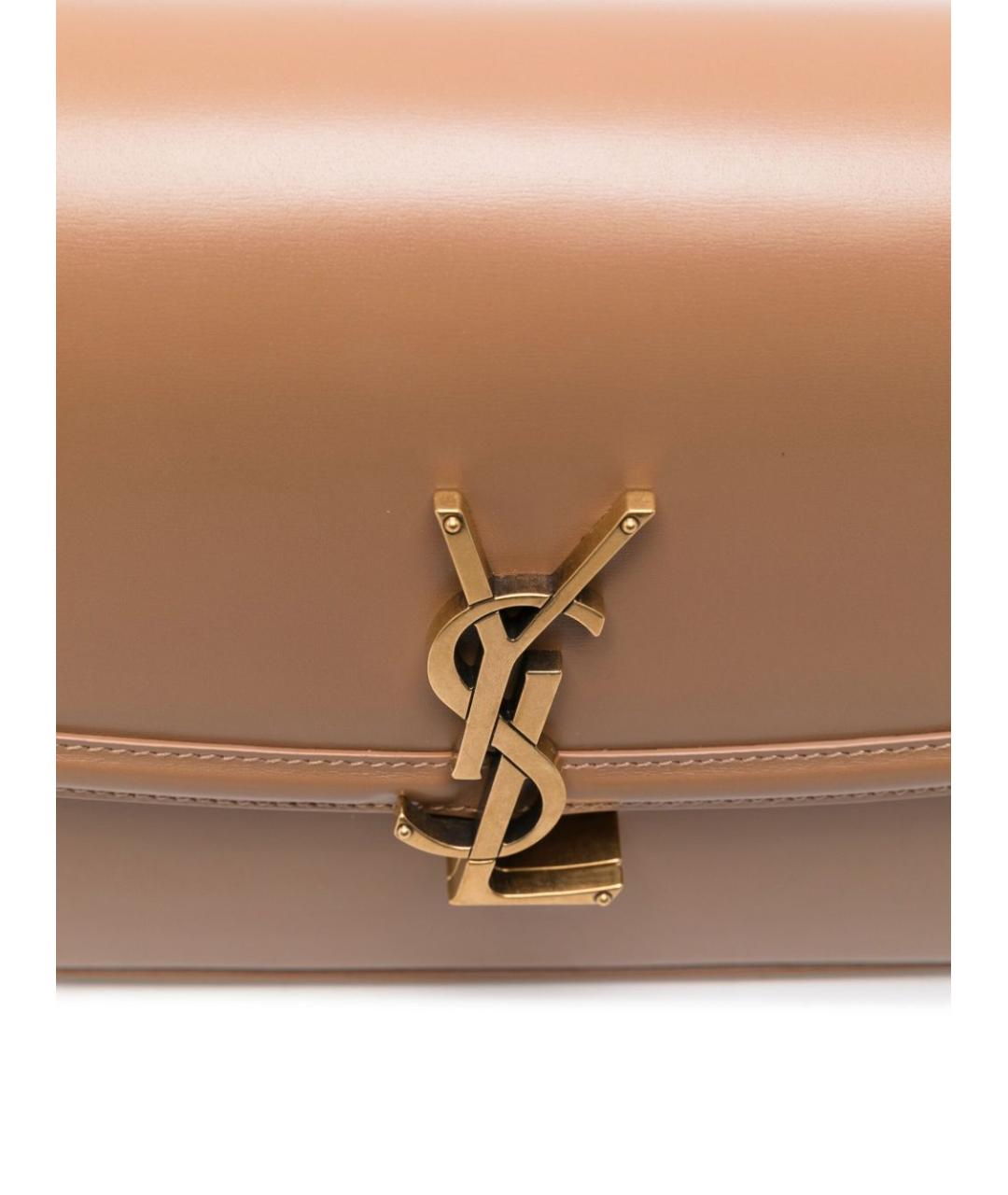 SAINT LAURENT Бежевая кожаная сумка через плечо, фото 5