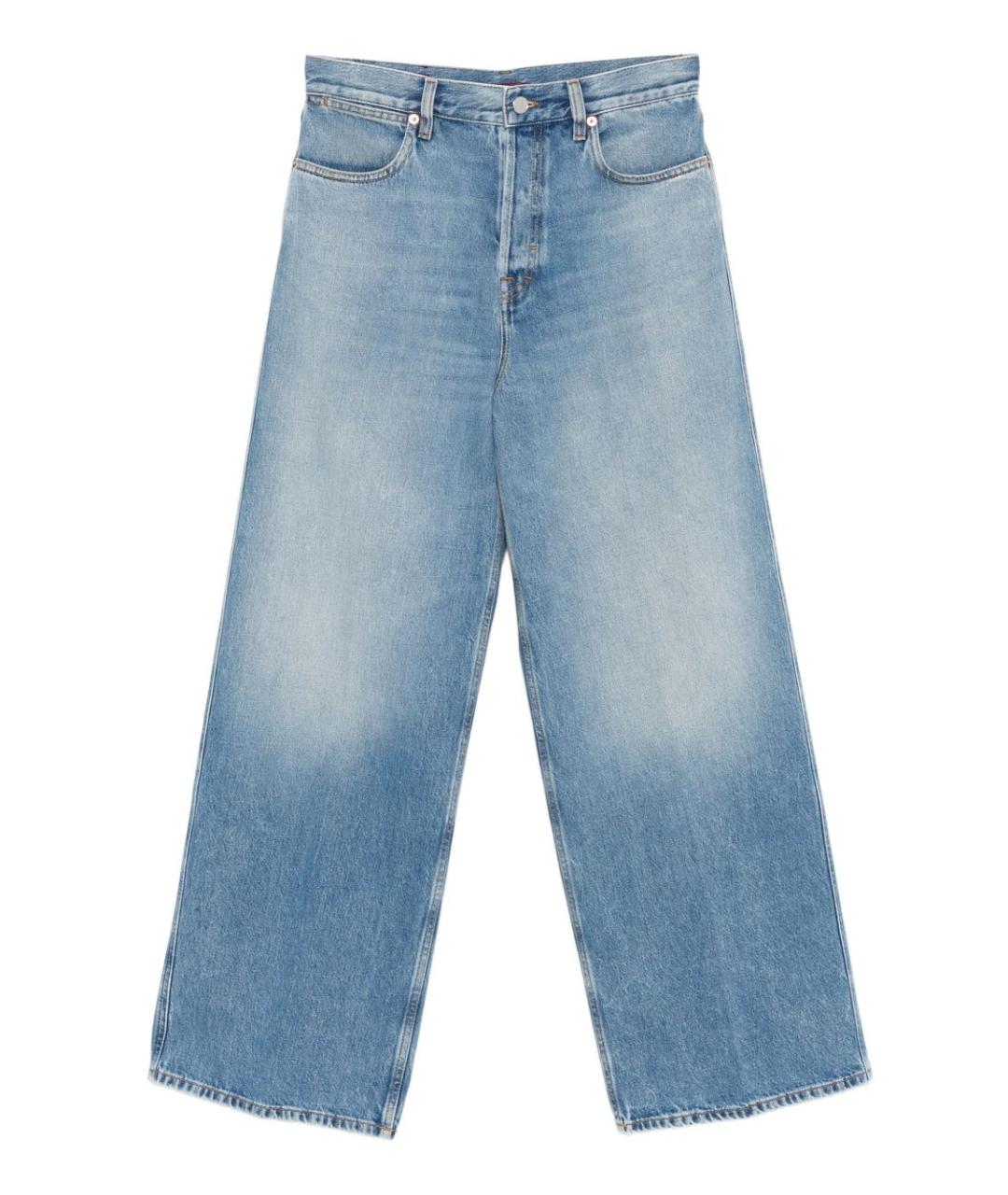 GUCCI Голубые хлопковые прямые джинсы, фото 1