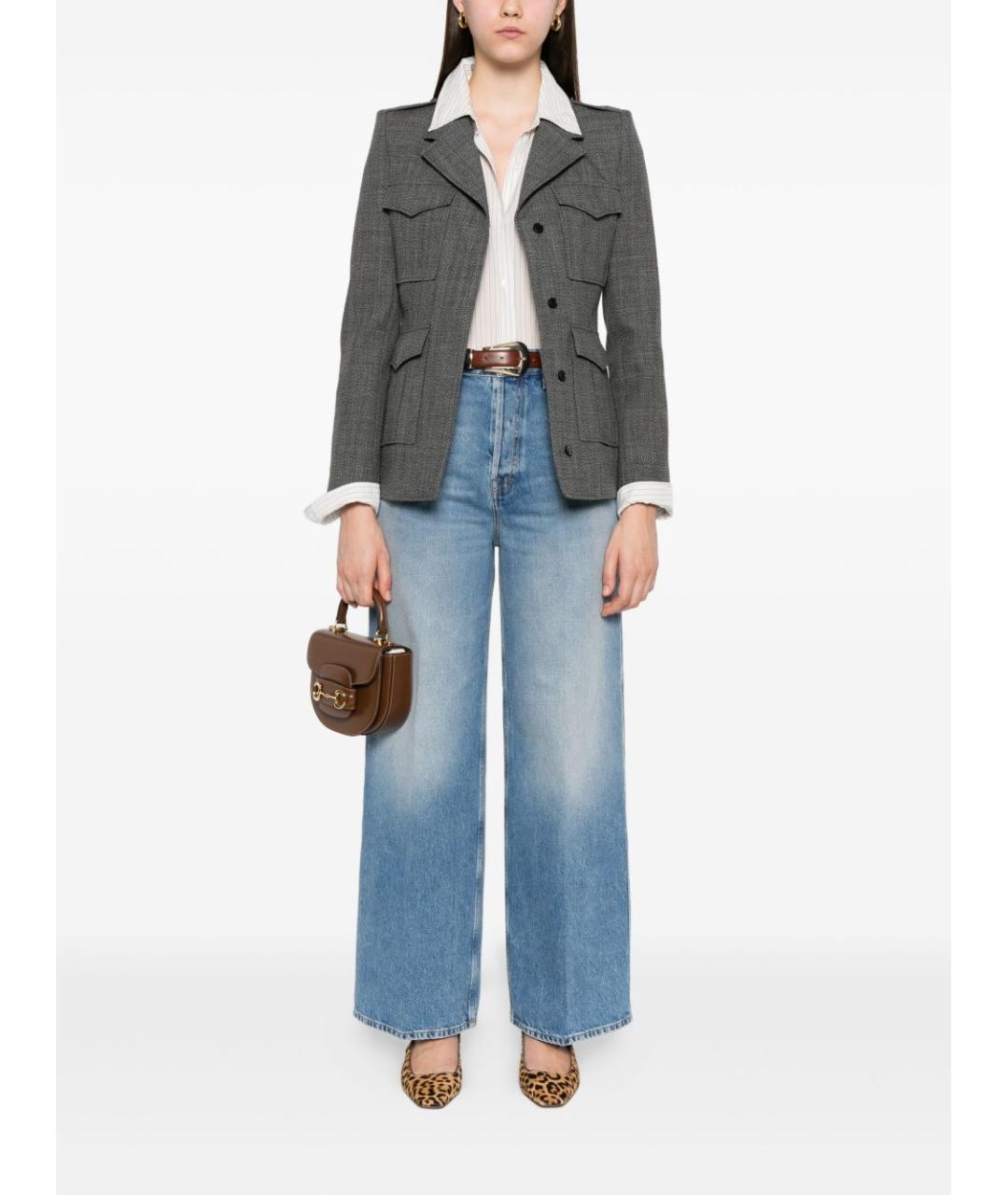 GUCCI Голубые хлопковые прямые джинсы, фото 2