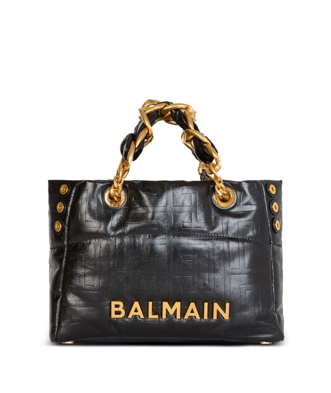 BALMAIN Черная кожаная сумка тоут, фото 1