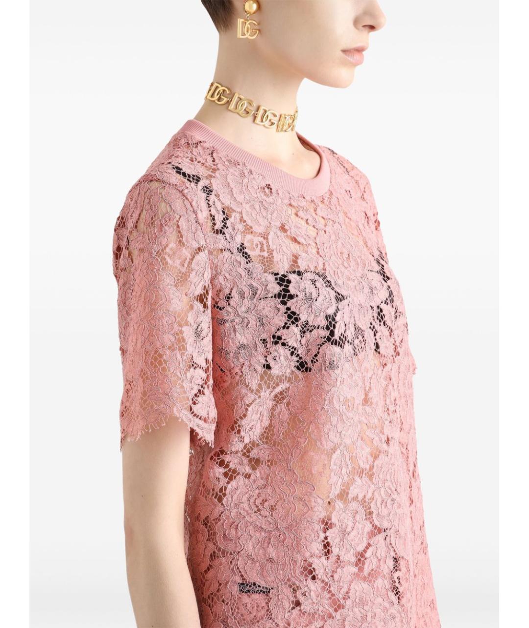 DOLCE&GABBANA Розовая хлопковая футболка, фото 3