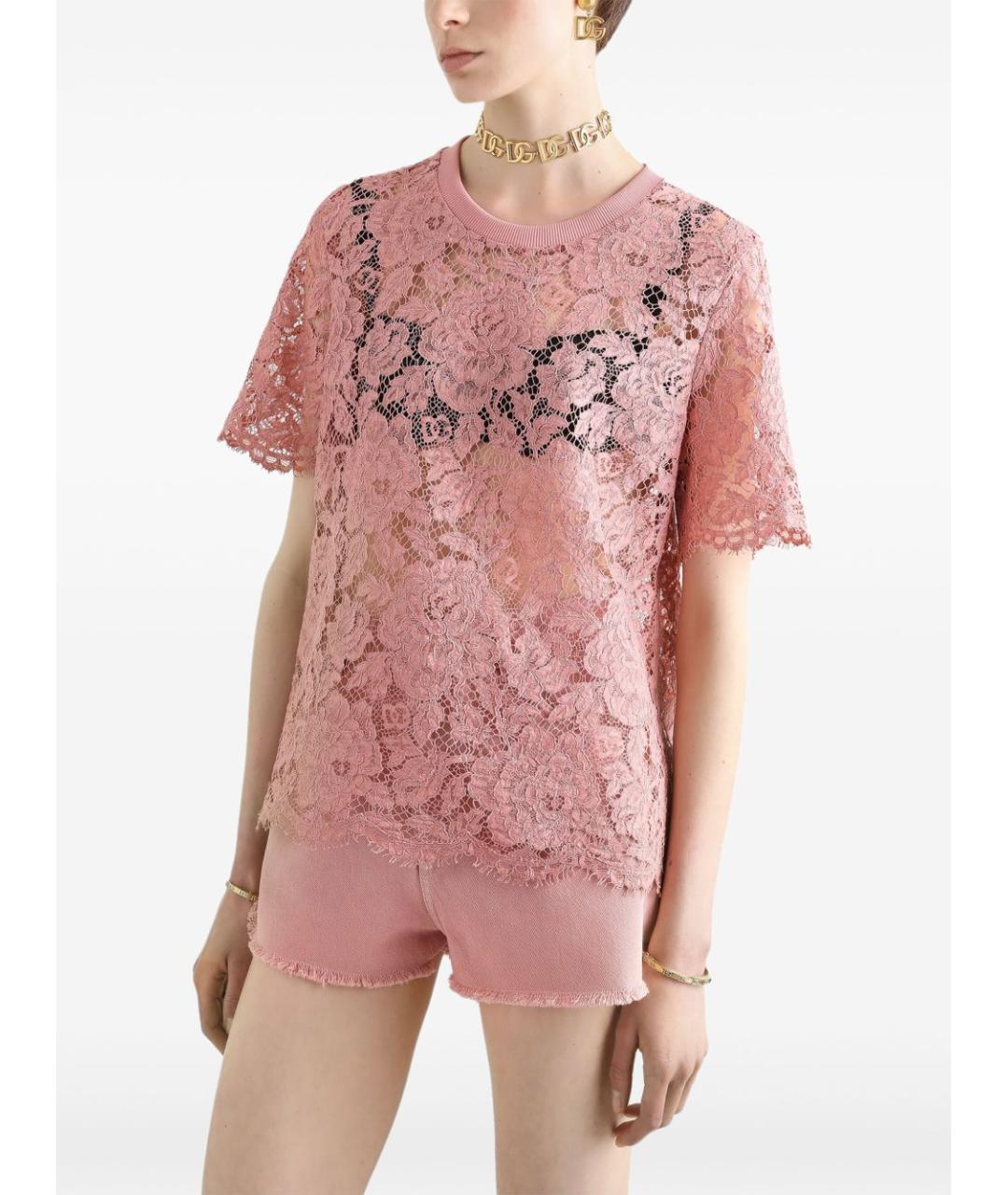 DOLCE&GABBANA Розовая хлопковая футболка, фото 4