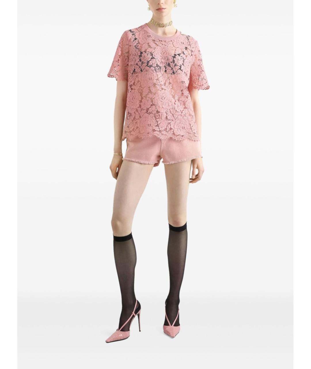 DOLCE&GABBANA Розовая хлопковая футболка, фото 5