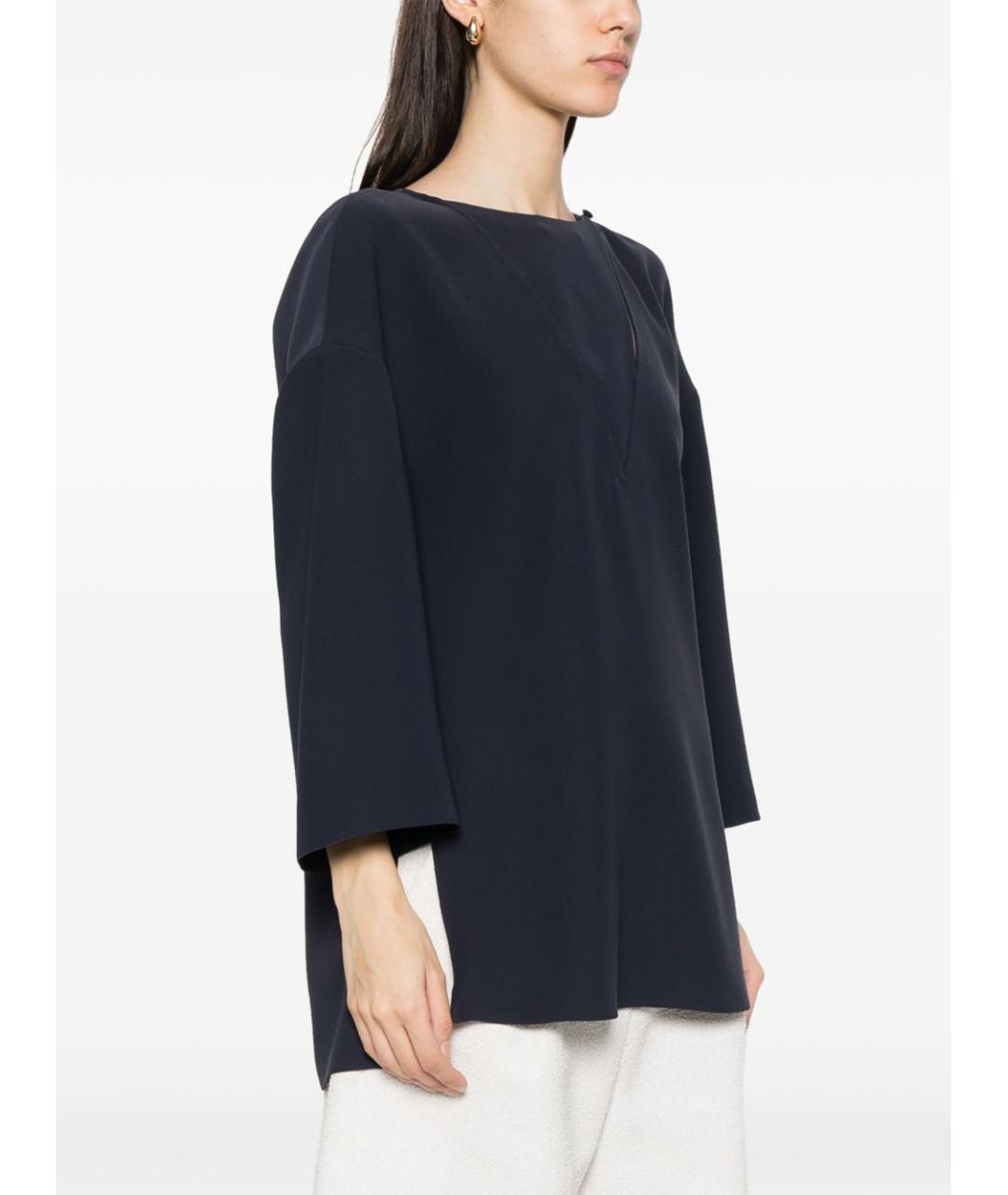 EMPORIO ARMANI Темно-синяя шелковая блузы, фото 3