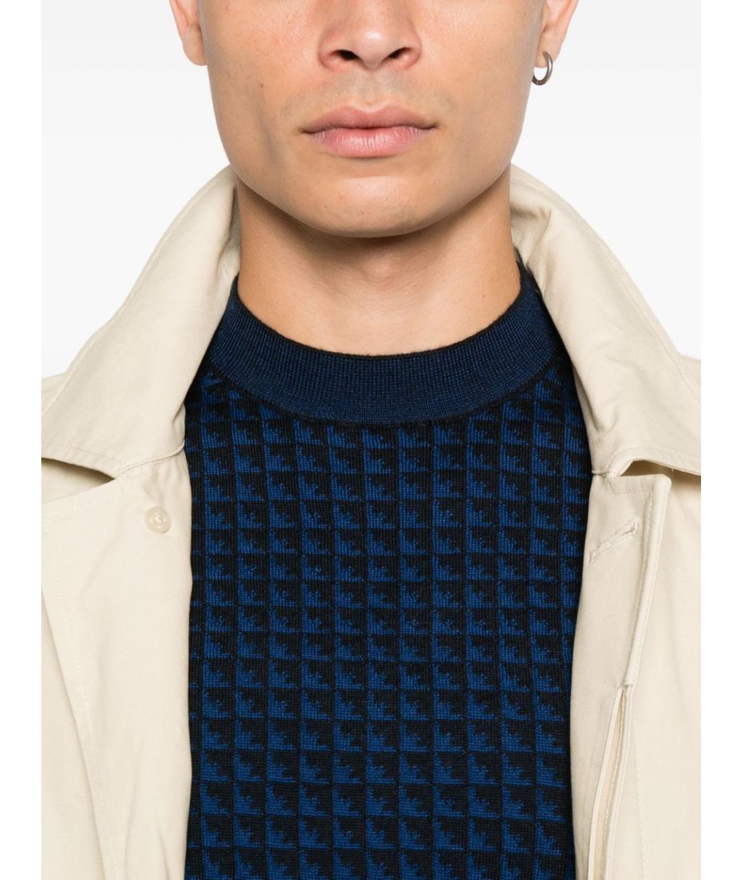 EMPORIO ARMANI Темно-синий шерстяной джемпер / свитер, фото 4