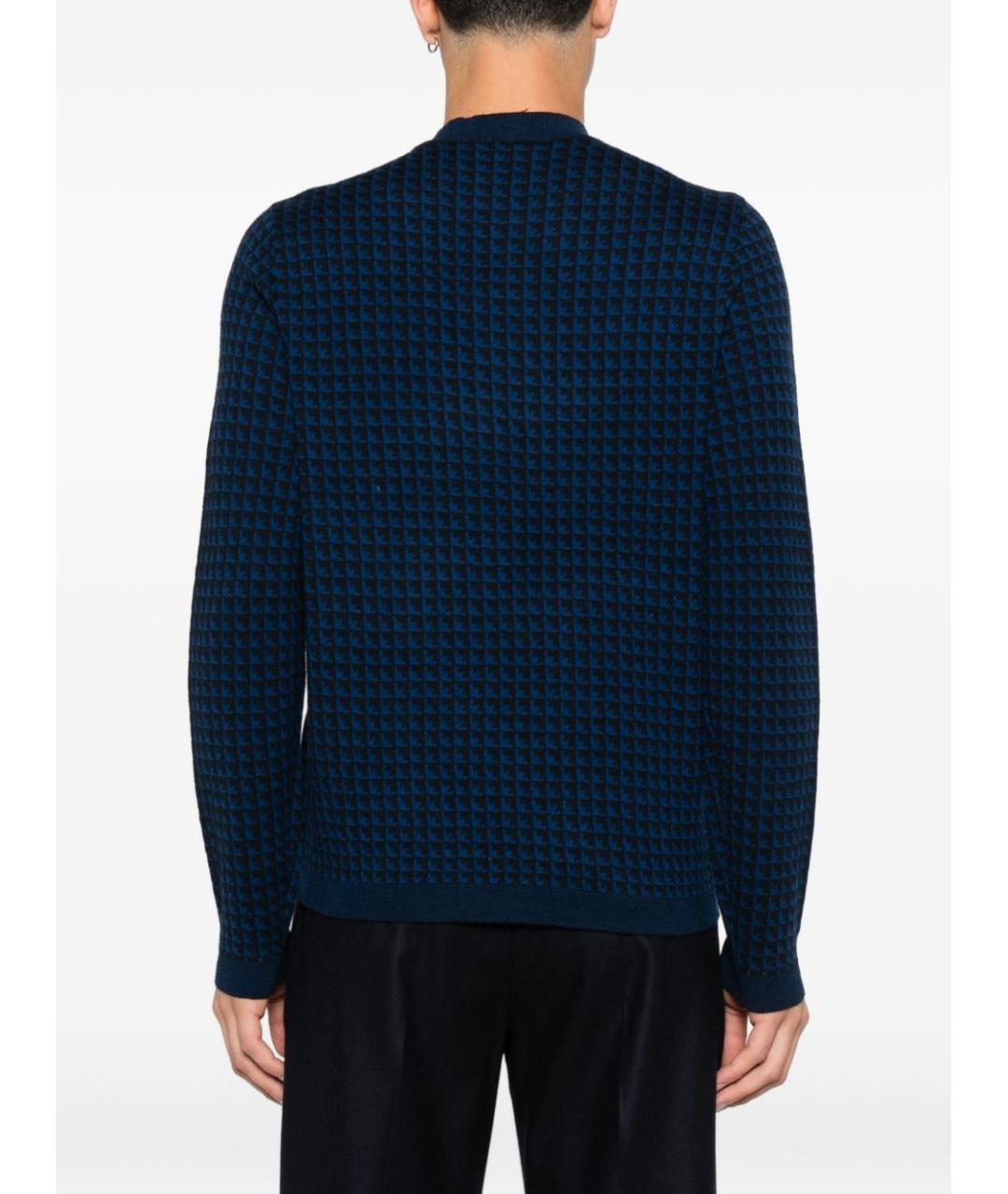 EMPORIO ARMANI Темно-синий шерстяной джемпер / свитер, фото 3