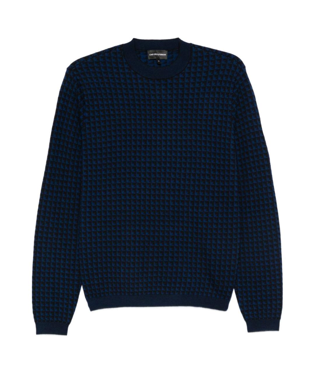 EMPORIO ARMANI Темно-синий шерстяной джемпер / свитер, фото 1