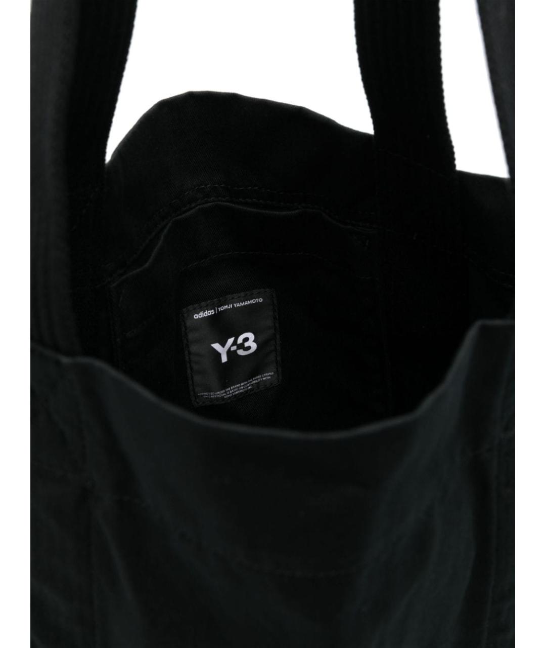 Y-3 Черная хлопковая сумка тоут, фото 3