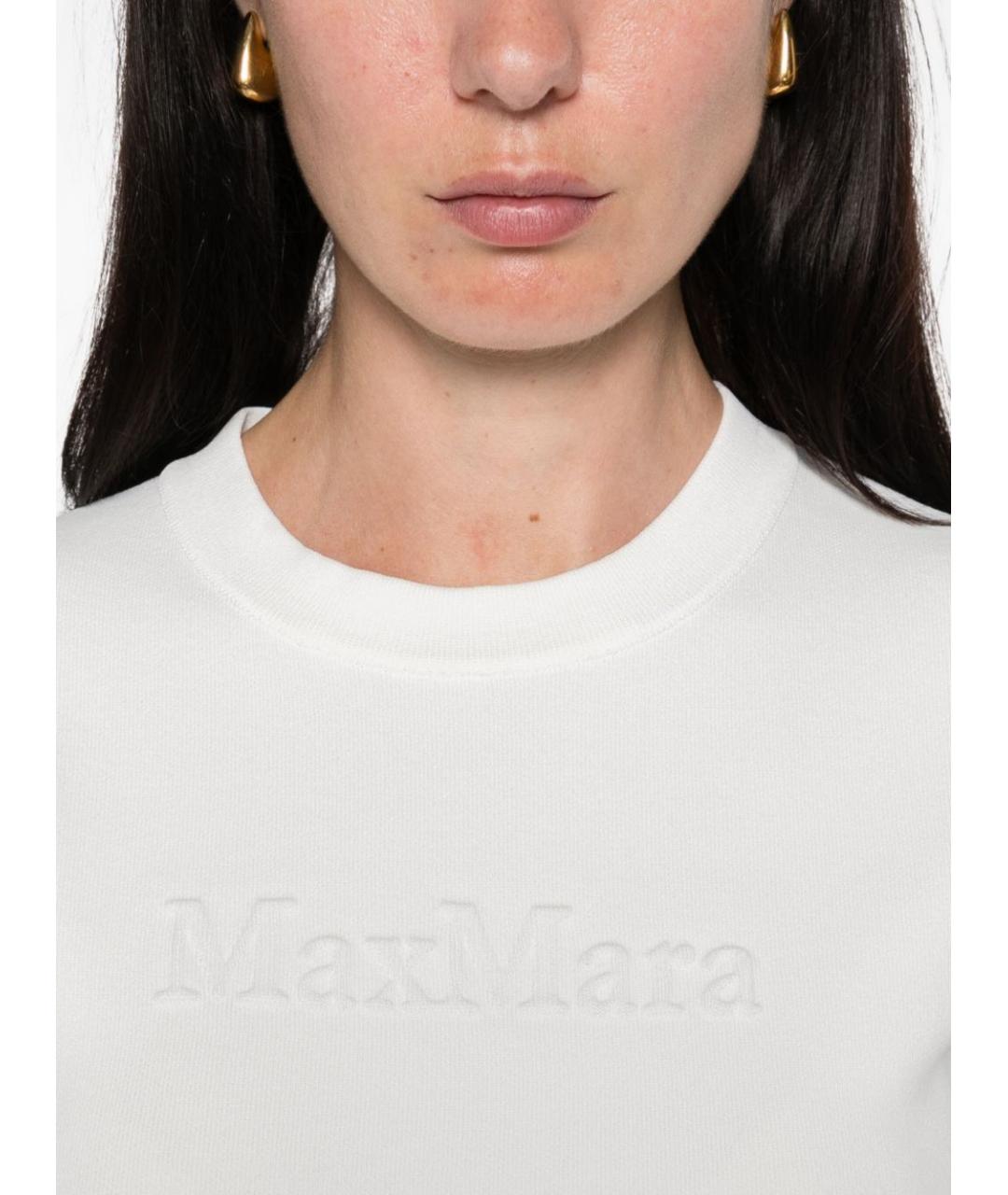 MAX MARA Белая хлопковая футболка, фото 2