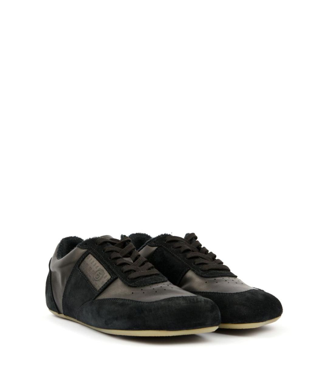 MM6 MAISON MARGIELA Черные кожаные низкие кроссовки / кеды, фото 6