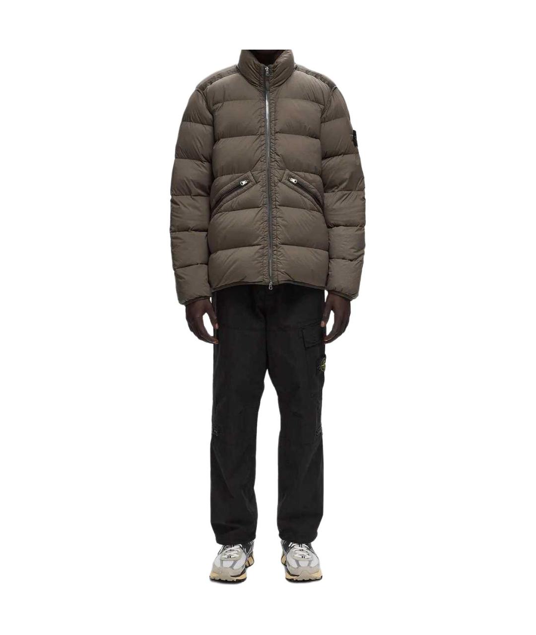 STONE ISLAND Коричневый пуховик, фото 2