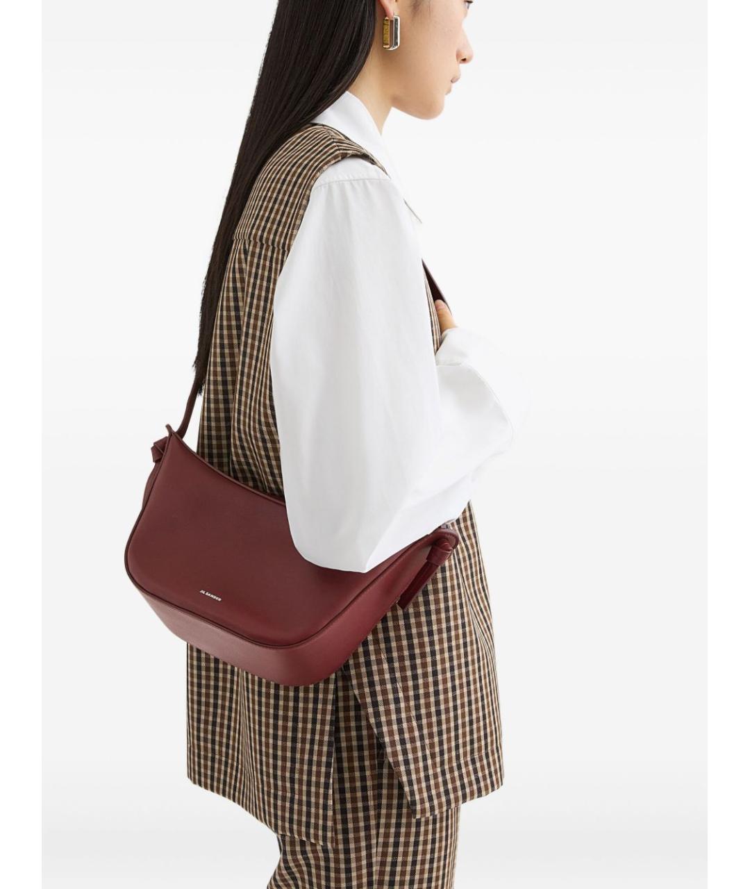 JIL SANDER Бордовая кожаная сумка через плечо, фото 5