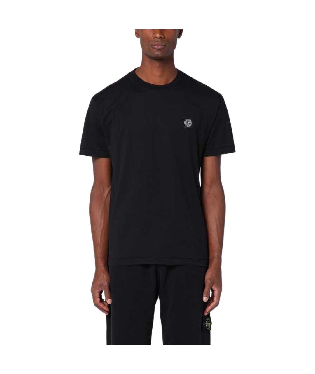 STONE ISLAND Черная хлопковая футболка, фото 3