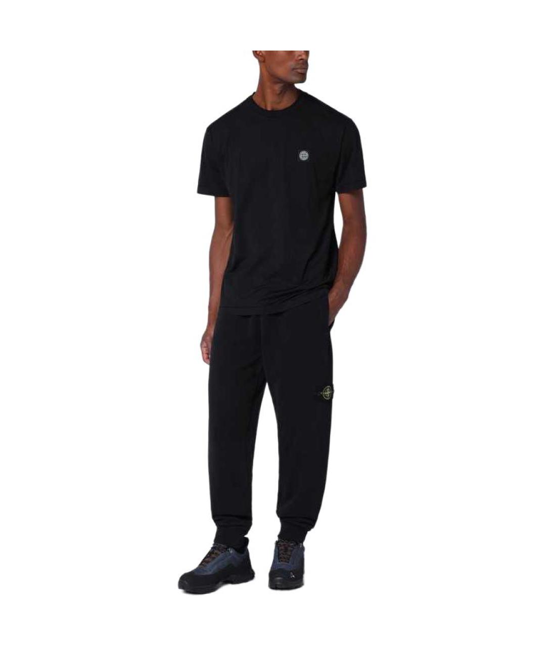 STONE ISLAND Черная хлопковая футболка, фото 4