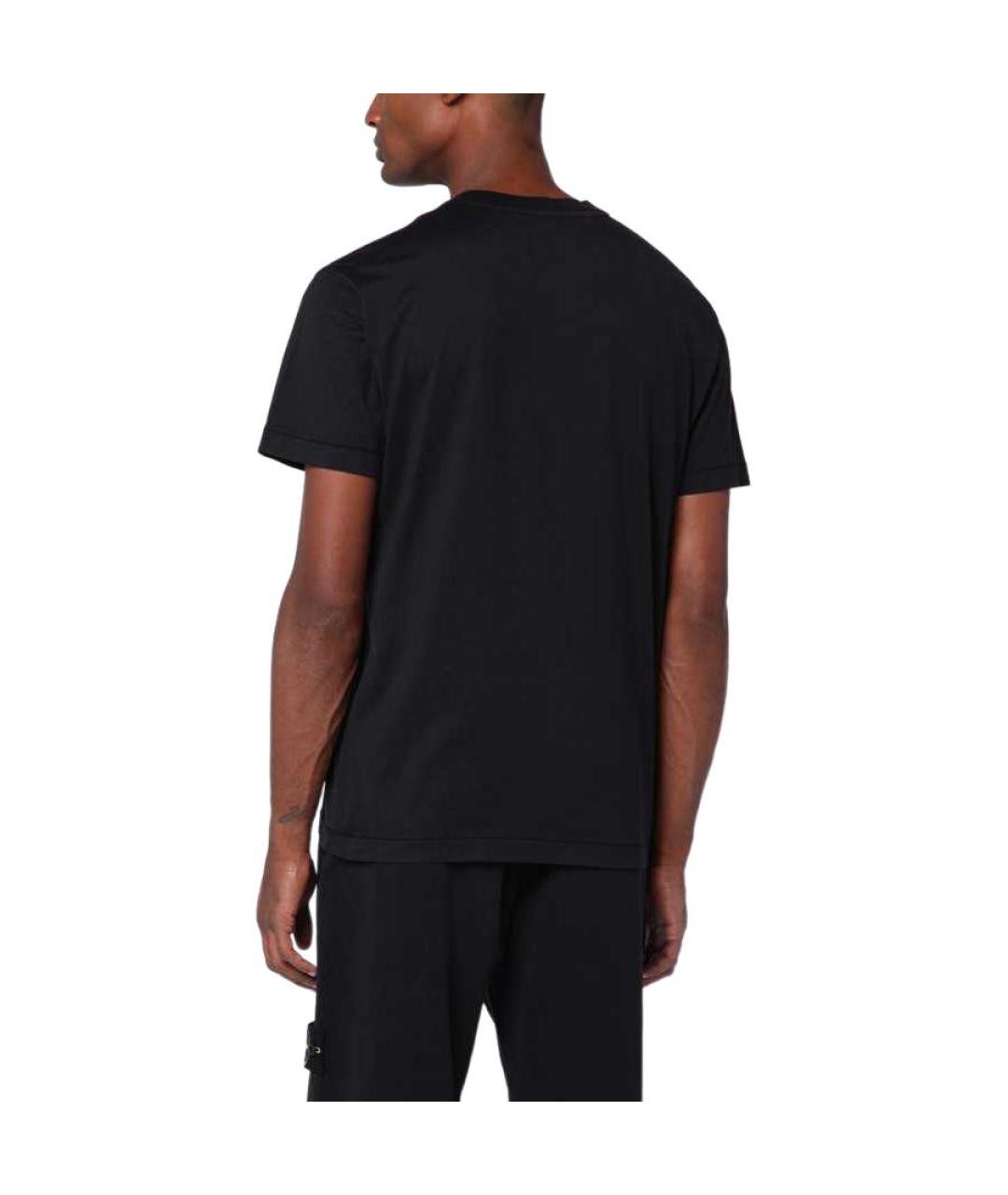 STONE ISLAND Черная хлопковая футболка, фото 5
