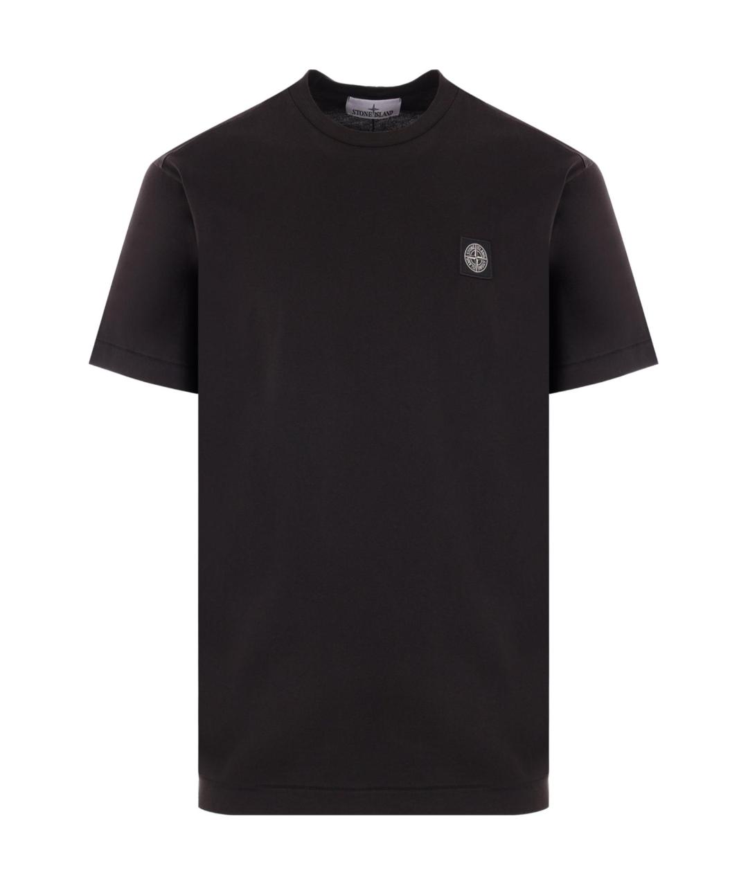 STONE ISLAND Черная хлопковая футболка, фото 1